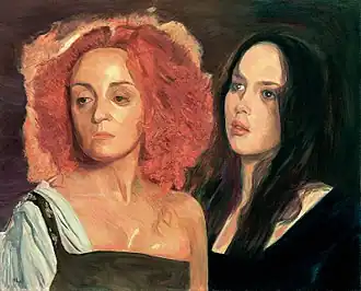 Portrettering van Isabelle Adjani & Dominique Blanc in La Reine Margot. Door Hubertine Heijermans, 1996