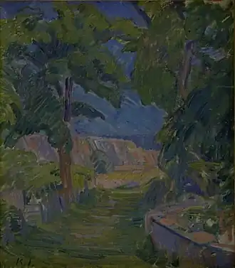 Landskab ved Mindet, Christiansø Landschap bij het monument - 1911 Olieverf op doek. 52,5 × 45,5&nbsp;cm Statens Museum for Kunst