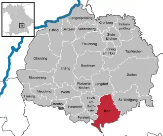 Kaart van Isen (Beieren)