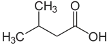 Structuurformule van 3-methylbutaanzuur
