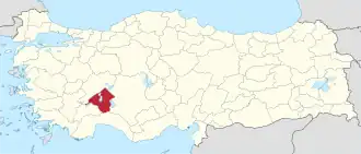 Ligging van de provincie Isparta in Turkije