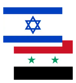 De vlaggen van Israël en Syrië.