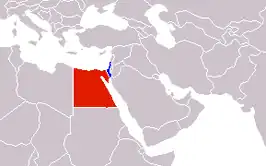 Israël (Blauw) en Egypte (rood).