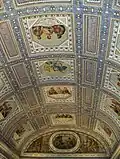 Cassettenplafond in de Italiaanse zaal van dit paleis