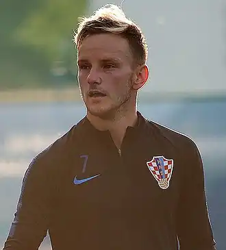 Rakitić tijdens een training van Kroatië op het WK 2018