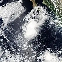 Foto of weerkaart van orkaan