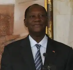 De Ivoriaanse president Alassane Ouattara in 2012.