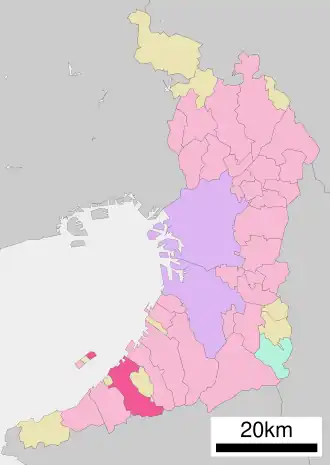 Situering van Izumisano in de prefectuur Osaka