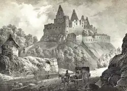 Kasteel Vianden, litho naar Jean-Pierre Schmit