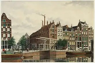 De Geldersekade 107-117 gezien naar de Recht Boomssloot (1888)