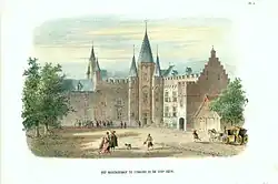 Gezicht op het Bisschopshof te Utrecht vanaf de binnenplaats (1857)