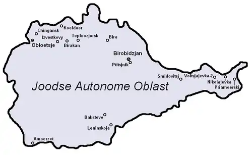 Kaart met grootste plaatsen