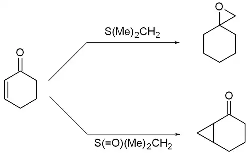 Verschil in reactiviteit tussen een sulfoniumylide en een sulfoxoniumylide