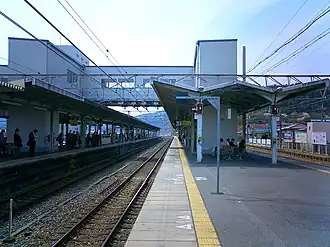 De perrons van het JR-station.