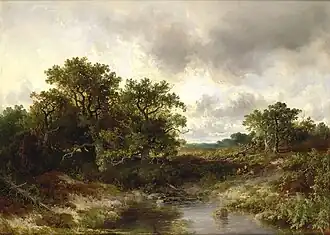 De Wodanseiken bij de Wolfhezerbeek op het schilderij Wolfhezen, geschilderd door Johannes Warnardus Bilders