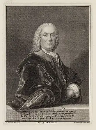 Portret van Jean Rousset de Missy (Jacob Houbraken, 1747)