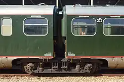 Jacobsdraaistel van treinstel NS 273 (Mat '46) in het Spoorwegmuseum.