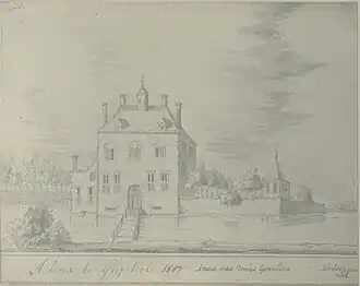 Aykema te Grijpskerk door Jacobus Stellingwerff met onderschrift van Matheus Brouërius van Nidek (ca. 1723)