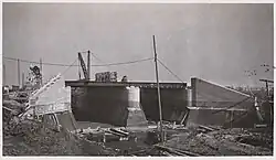 Bouw spporwegviaduct in 1936.
