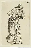 Jacques Callot-Le gueux appuyé sur son bâton (de bedelaar steunend op zijn stok)