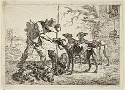 Jager met zeven honden, 1636