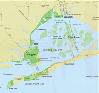 Ligging van Rockaway Inlet ten westen van Jamaica Bay