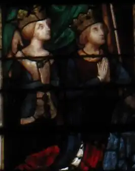 Glasraam van Jan I van La Marche (rechts) en zijn echtgenote Catharina van Vendôme