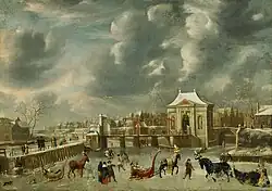De Heiligewegspoort in de winter, eveneens door Jan Abrahamsz. van Beerstraten.