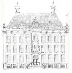 Ontwerp van het herenhuis van Sichterman aan de Ossenmarkt.