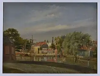 Het Strooveer in 1859 gezien vanaf de overzijde van de Rotte