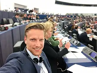 Huitema in de plenaire zaal van het Europees Parlement, december 2018