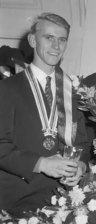 Bos bij huldiging als team, stadshuis te Utrecht 1964