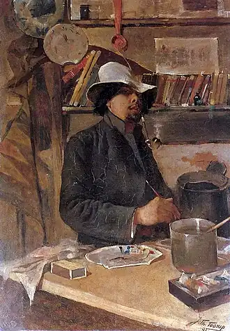 Zelfportret met pijp, 1883, Van Goghmuseum, Amsterdam