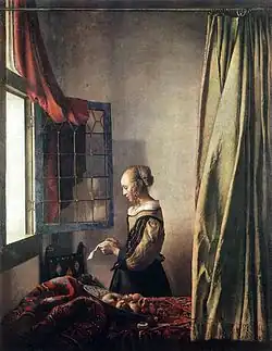 Vermeer: Brieflezend meisje bij het venster, 1657-1659, inspiratiebron
