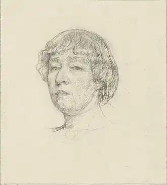 Portret van Etha Fles door Jan Veth, 1886