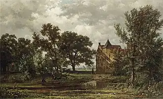 Figuren in landschap bij slot 's Heeraartsberg Bergambacht