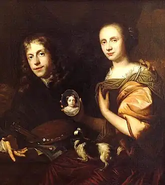 Zelfportret met zijn vrouw, Maria de Kinderen, ca. 1674