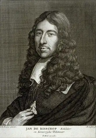 Gravure van Jan de Bisscop door David Coster naar een portret van Jan de Baen