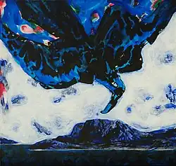 Jan van Gent boven Kaap de Goede Hoop - 2016 - acryl op paneel - 34,30x36,50