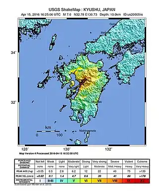 USGS shakemap van de beving