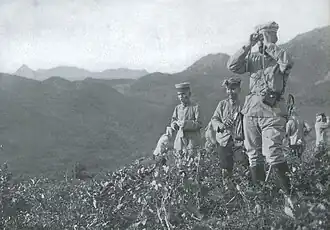 Generaal Kuroki Tamemoto en zijn stafchef Fujii Shigeta