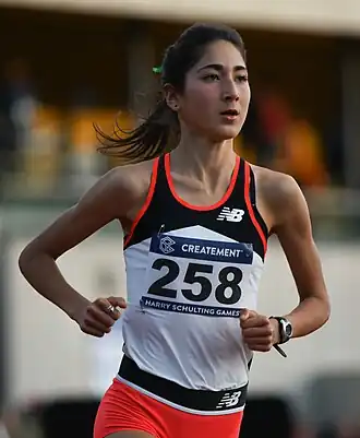 Jasmijn Lau in actie tijdens de Harry Schulting Games in 2018.