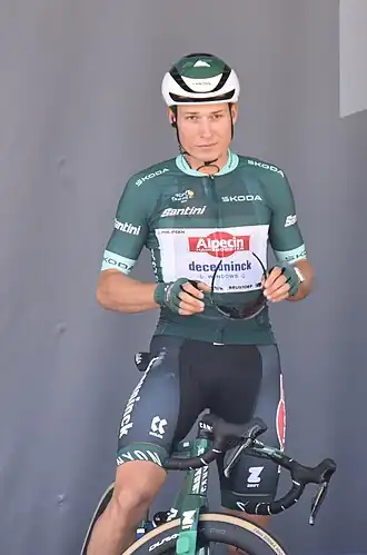 Philipsen in de puntentrui tijdens de Ronde van Frankrijk 2023