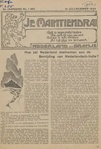 Voorpagina van Je Maintiendrai van 3 juli 1944