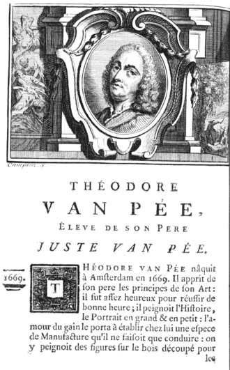 Portret van van Pee. Uit Jean-Baptiste Descamps boek van schilders, 1764
