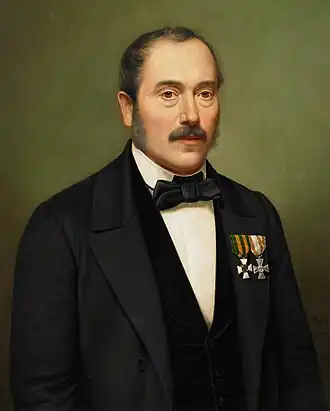 Zelfportret met de ridderkruisen van de ordes van de Eikenkroon en de Rode Adelaar (1860)