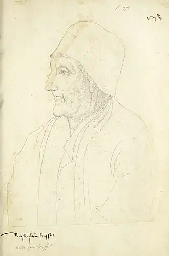 Posthuum portret in het Recueil d'Arras (16e eeuw).