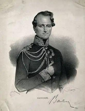 Lithografie van Lucien Baudens door Nicolas-Eustache Maurin.