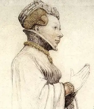Portret van Johanna II van Auvergne (1524) door Hans Holbein de Jonge