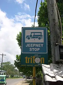Een jeepney-stopbord